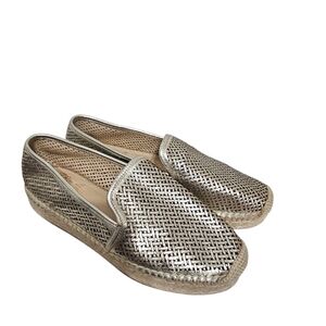 VINCE CAMUTO Leather Gold Metallic Women's Espadrilles Shoes Loafers Sz 8.5M